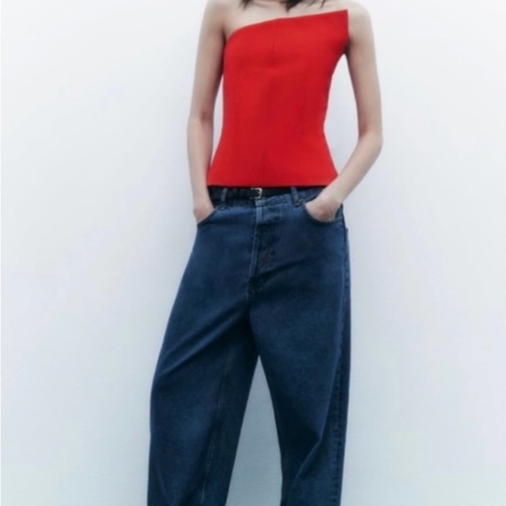 Zara Red Strapless Top